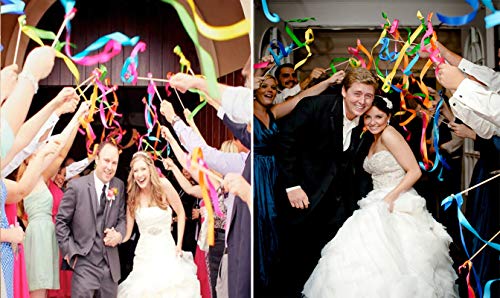 Rainbow Ribbon Wands with Bells 50 Pack Wedding Party Favors & Send Off