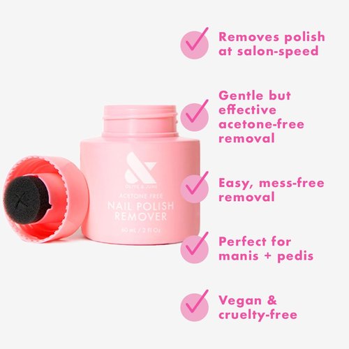 Olive & June Polish Remover Pot | Acetone-Free Nail Polish Remover with Sponge Lid for Mani + Pedi | No-Mess, Gentle & Effective Formula | Non Acetone | Vegan & Cruelty-Free | 70mL