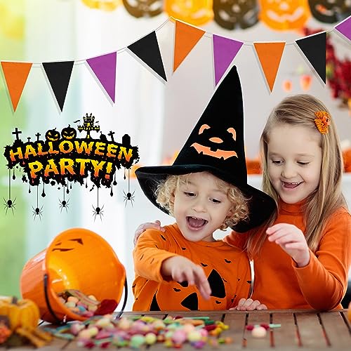 Halloween Pennant Banner 20 Pcs Outdoor Indoor Flag Garland - Purple Orange Black