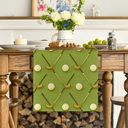 Golf Themed Table Runner 13x72 Inch Green Sport Party Decor for Home & Dining