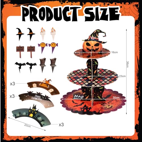 Halloween 3-Tier Cupcake Stand Pumpkin Stack Party Decor Set