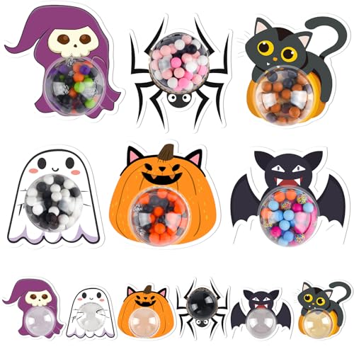 Halloween Candy Holder Cards with Clear Domes - 24 Pack for Trick or Treat