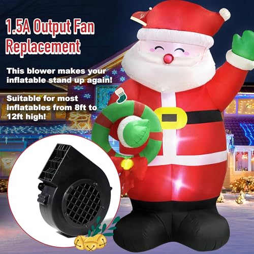 12V 1.5A Inflatable Fan Replacement with 2A Plug & LED Lights - Halloween & Xmas Yard Decor