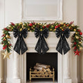 PartyDelight Black Sequin Bow Decorations 10x18 Inch 3 Pack - Sparkly Event Decor