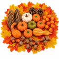 Fall Decor Set with Artificial Pumpkins Gourds and Leaves - Orange & Brown, 96 Pieces