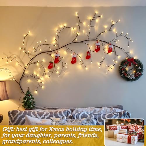 GOESWELL Smart Vine Light for Room Decor 7.5ft 144 LEDs Dimmable Tree Lights with Remote & App Control - Variation of Smart Vine with APP & Remote