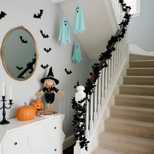 Halloween Black Maple Leaf Garland 12FT - Fall Wreath & Haunted Mansion Decor