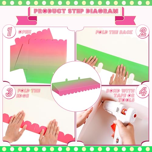 Pink Green Gradient Circus Classroom Awning Set - 108" x 54" Party Decorations