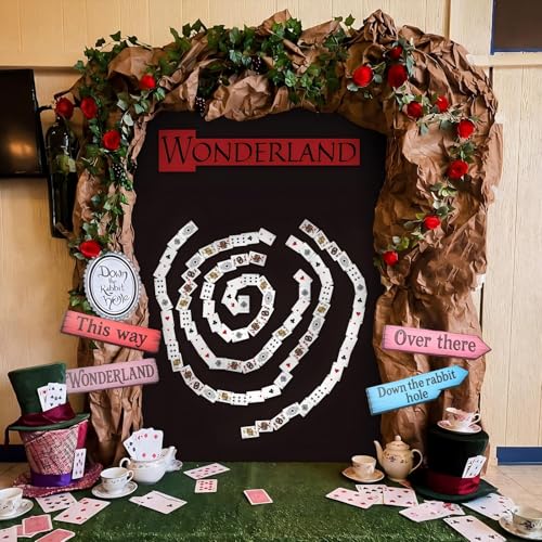 Stylish Wonderland Party Decorations Outdoor Poker Card Backdrop Set
