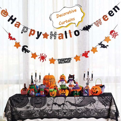 Halloween Banner Decorations Set - 4 Paper Banners for Indoor Outdoor Parties & Photo Backdrops