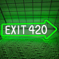 Exit 420 Weed Neon Sign E-420 Wall Decor Dimmable LED Light for Bedroom & Party