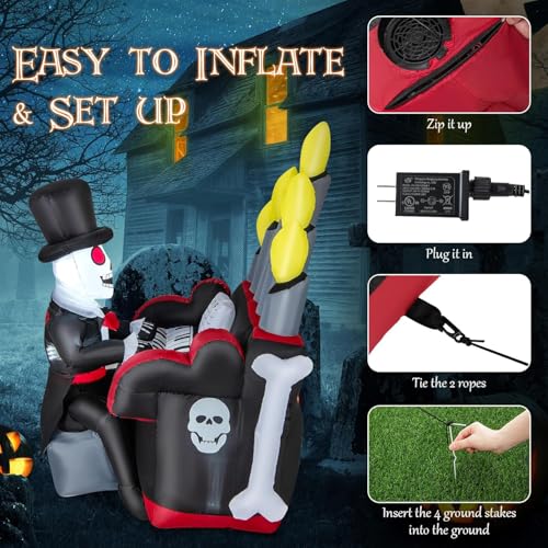 5.5 ft Halloween Inflatable Skeleton with LED Lights for Outdoor Decorations