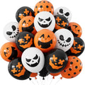 Halloween Black Balloons Set - 50 Latex Orange White Spooky Decor