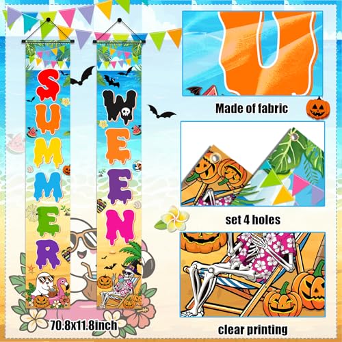 Summerween Party Banner - Halloween in Summer Porch Sign for Garden & Beach Decorations