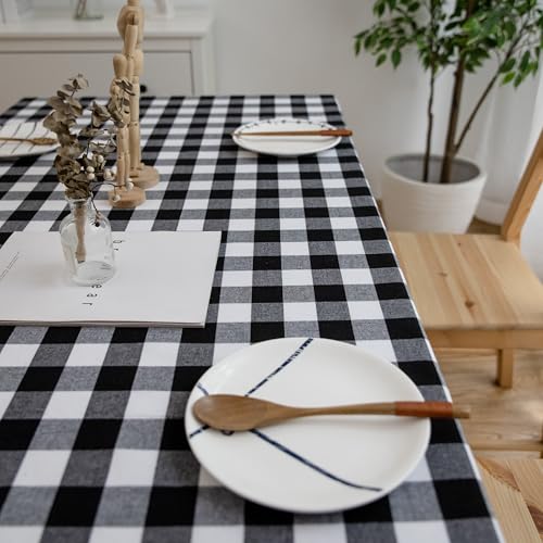 Checkered Table Cover 54x84 Inch - Black & White Wrinkle-Resistant Polyester, Holiday & Party Decor (Variation of THIS listing)