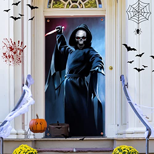 Halloween Skeleton Door Banner Backdrop Decoration - Spooky Party Photo Booth Prop