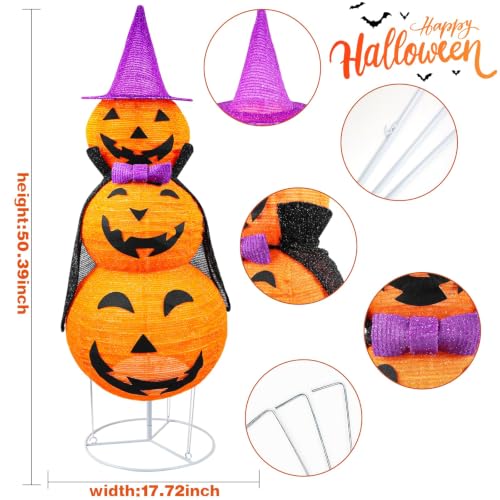 Halloween Collapsible Lighted Pumpkin Lantern with Cloak - 3.9FT Outdoor Decor