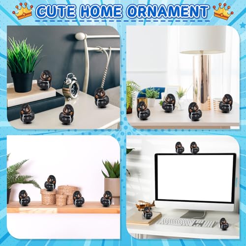 Goth Rubber Duck with Black Base - Handmade Collectible Figurine for Dashboard & Home Decor