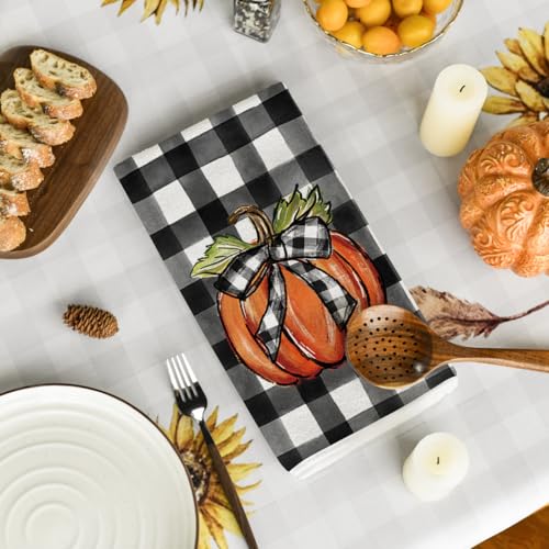 Hello Pumpkin Fall Kitchen Towels Set of 2 - 18x26 Inch Absorbent Dish Towels