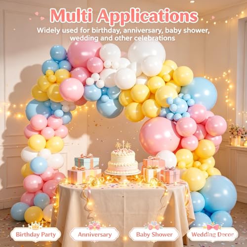 Pastel Balloon Arch Kit with 146 Latex Balloons for Party Decor