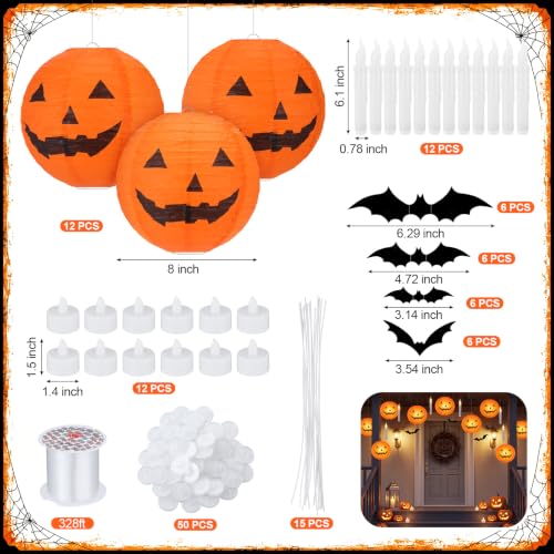 Halloween Party Decoration Set with Lanterns Bats Candles and Hooks - 126 Pieces