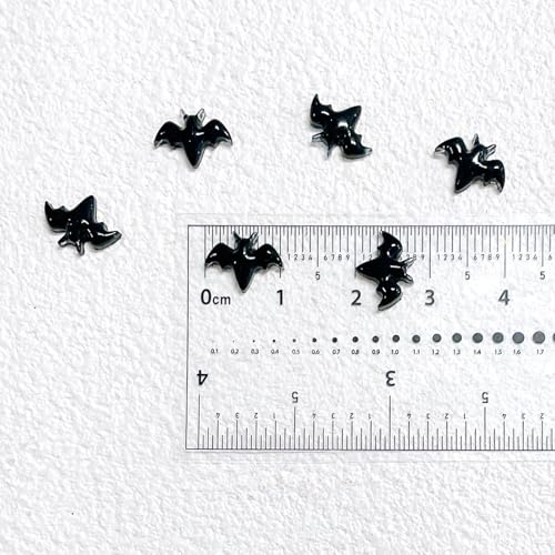 Black Halloween Bat Nail Charms Set - 30pcs 3D Resin Nail Art Decorations
