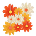 9 Pack Paper Fan Decorations with Orange Flowers for Parties & Holidays