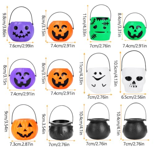 24PCS Halloween Mini Candy Buckets Set - Skull Pumpkin Ghost Novelty Decorations