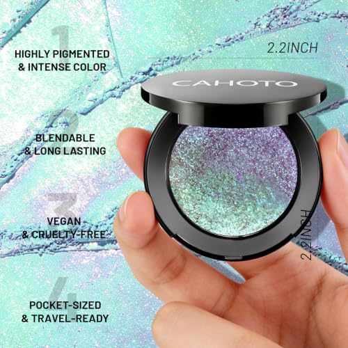 Plum Teal Chameleon Eyeshadow Duochrome Palette with Mirror - Vibrant & Blendable