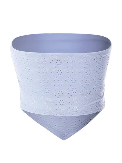 Design by Olivia Women's Eyelet Crochet Tube Crop Top Bohemian Bandana Tube Top Light Blue L