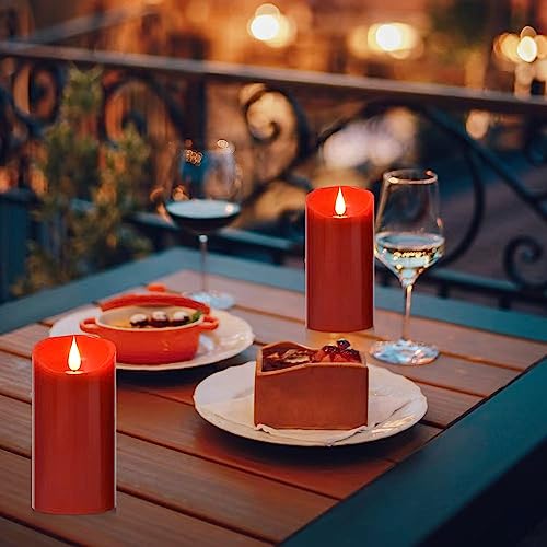 Nancia 2-Pack Red Flameless Battery-Operated Flickering LED Candles - Remote Control