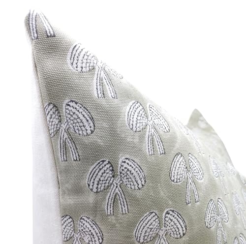20x20 Inch Green Handmade Block Print Cotton Throw Pillow Cover - Fall Decor