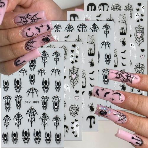 Halloween Nail Stickers 3D Spider Web Ghost Heart Sticker Set - Style 7