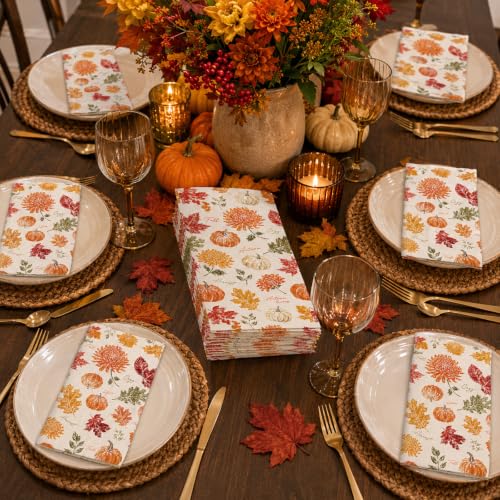 Fall Paper Napkins - 100-Pack Maple Leaf Autumn Disposable Party Napkins
