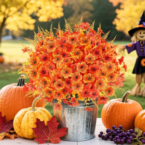 Mix Fall Artificial Flowers Set - 16pcs Silk Flowers with Eucalyptus & Ferns