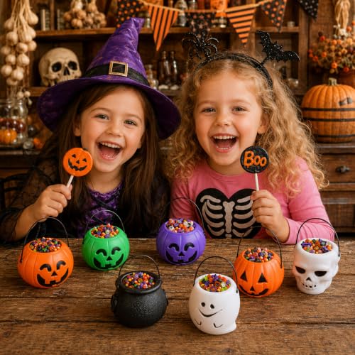 24 Pack Halloween Pumpkin Candy Buckets for Trick-or-Treating & Parties