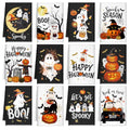 Halloween Ghost Kitchen Towels Set - 12 Spooky Pumpkin Dish Hand Towels with Variation Black+Pink