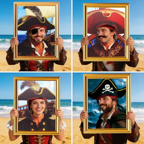 Pirate Captain Photo Props Set - Cartoon Sponge Party Decorations, 4 Pieces