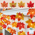 Lighted Fall Garland with 4-Color Maple Leaves - 20ft Battery-Operated Halloween Thanksgiving Decor - 2 Pack