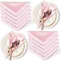 12 Pack Satin Table Napkins - Blush Pink, 17x17 Inch Elegant Cloth Set