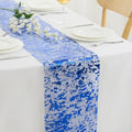Royal Blue Table Runner 2 Pieces 11x108 Inches Glitter Gold Mesh Polyester