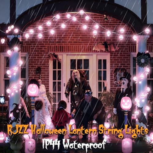 Pink Halloween Pumpkin String Lights - Jack Variation, Waterproof Decor LED Lights