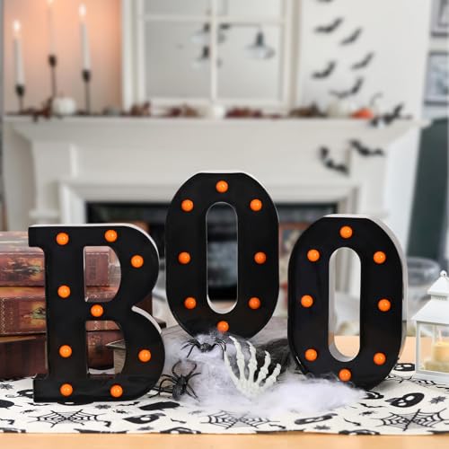 Halloween Decorations-3 Marquee Light up Letters "BOO" Decorative Sign