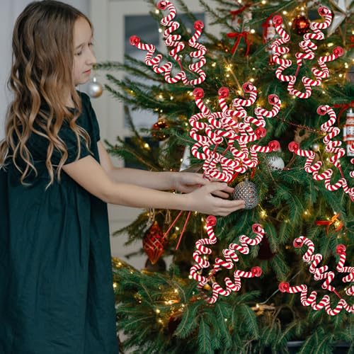 Christmas Tree Topper Candy Cane Decorations Set - Red & White, 17 Inch, 6 Pcs - Holiday Decor