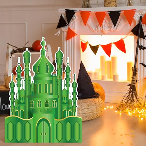 Large Emerald Green Castle Cardboard Cutout for Halloween & Party Decorations - 3.3ft Stand Up Photo Backdrop