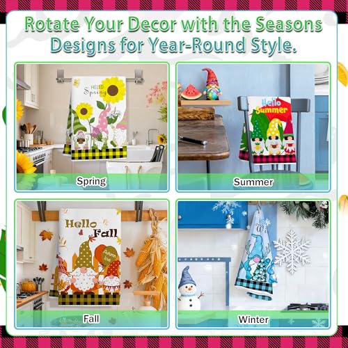 Seasonal Kitchen Towel Set - 12 Multicolor Holiday Dish Towels for All Occasions