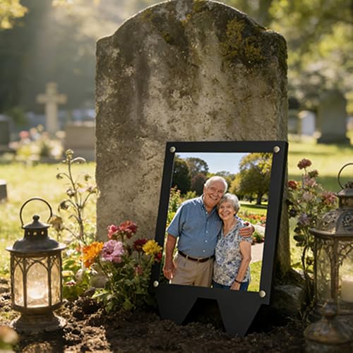 Waterproof 5x7 Picture Frame for Grave - Black Outdoor Memorial Frame