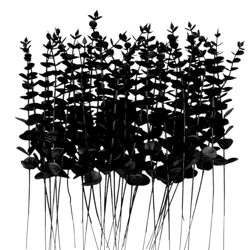 Artificial Eucalyptus Stems Black 36Pcs Faux Greenery for Wedding Decor & Home Centerpieces
