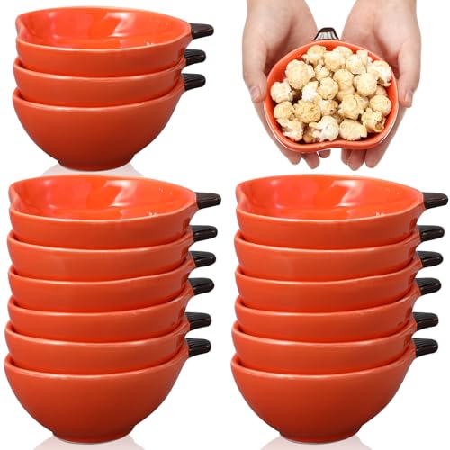 16 Pcs Pumpkin-Shaped Ceramic Ramekins - Oven Safe Fall Dessert Dishes - Thanksgiving Kitchen Serveware