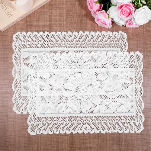 White Lace Placemats Set of 2 - Elegant Table Decor for Dining & Events